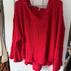Free People Red Textured Sweater